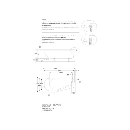 Geberit Raumsparwanne Renova 160 Cm Weiß Rechts – Bild 4