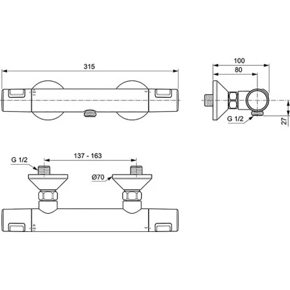 Ideal Standard Brausethermostat Ceratherm T25 Aufputz Chrom â Bild 5