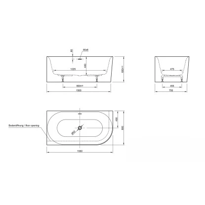 Ottofond Badewanne Mince Corner XS Rechts 155 Cm X 80 Cm Weiß – Bild 5