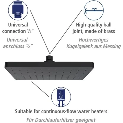 Wenko Kopfbrause ABS Kunststoff 17 X 25 Cm Schwarz â Bild 3