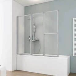 Schulte Komfort Badewannenfaltwand 3-tlg. 151,8 X 140 Cm Alu Natur