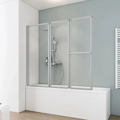 Schulte Komfort Badewannenfaltwand 3-tlg. 151,8 X 140 Cm Alu Natur