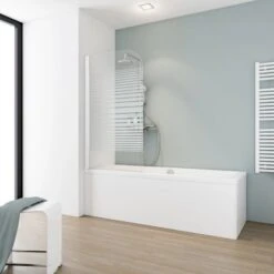 Schulte Wannenaufsatz Schwenkbar Echtglas Weiß Dekor-Querstreifen 140 Cm X 80 Cm