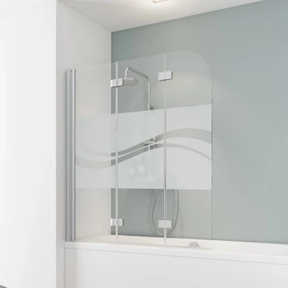 Schulte Badewannenaufsatz 3-tlg. Alu Natur Dekor Liane 140 X 125 Cm