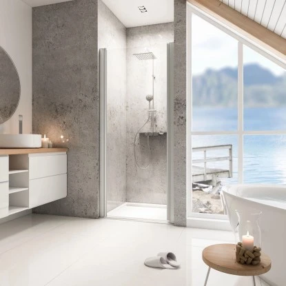 Schulte ExpressPlus DrehtĂŒr In Nische Garant Alu Natur Links 200x80cm