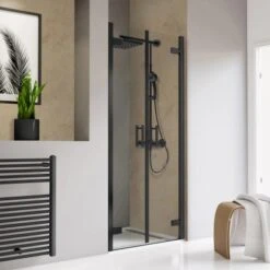 Schulte Pendeltür Toura Nische Schwarz 200 Cm X 100 Cm Klar Hell