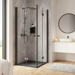 Schulte ExpressPlus Drehfalttür Eckeinstieg Garant 2.0 Mattschwarz 200 X 90 Cm