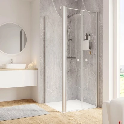 Schulte ExpressPlus Pendeltür Und Seitenwand Garant 2.0 Alu-Natur 200 Cm X 90 Cm