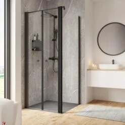 Schulte ExpressPlus Pendeltür Und Seitenwand Garant 2.0 Mattschwarz 200 X 80 Cm