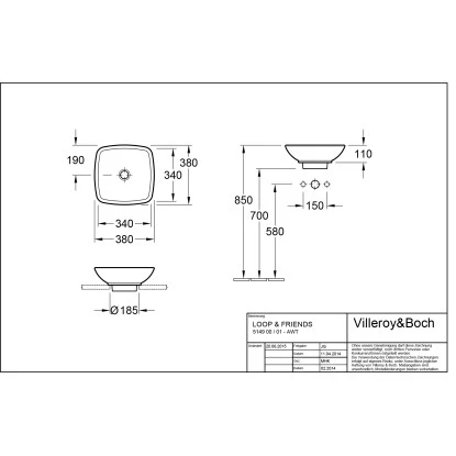 Villeroy & Boch Friends Aufsatzwaschbecken 38 Cm Pergamon Mit ÜL CPlus – Bild 2