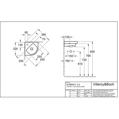 Villeroy & Boch Eck-Handwaschbecken Subway 2.0 32cm Alpinweiß Mit HL O. ÜL CPlus – Bild 2