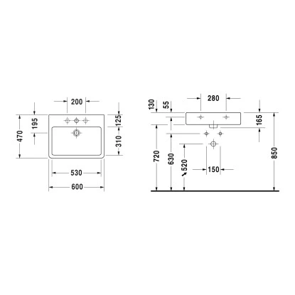 Duravit Waschbecken 60 Cm Vero Weiß – Bild 3
