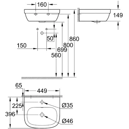 Grohe Handwaschbecken Euro Keramik PureGuard Alpinweiß 45 Cm – Bild 4