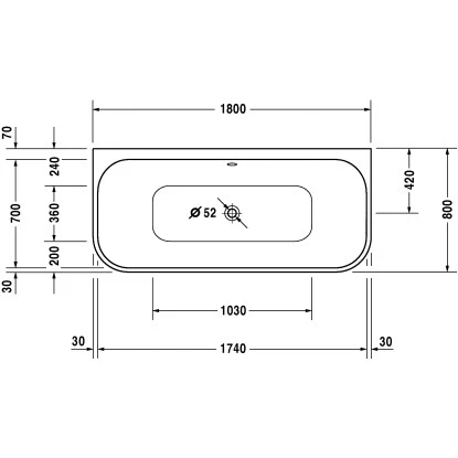 Duravit Badewanne Happy D.2 180 Cm X 80 Cm Vorwandversion Acrylverkleidung Weiß – Bild 2