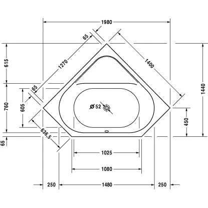 Duravit Badewanne D-Code 140 Cm X 140 Cm Eckversion Einbauversion Weiß – Bild 2