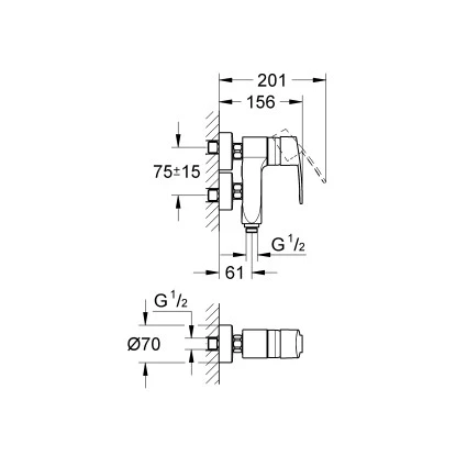 Grohe Vertica-Einhand-Brausebatterie Eurostyle Cosmopolitan Chrom â Bild 2