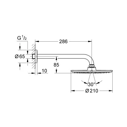Grohe Kopfbrausenset Rainshower Cosmopolitan 210 Chrom Brausearm 286 Mm â Bild 2