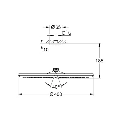 Grohe Kopfbrausenset Rainshower Cosmopolitan Chrom 400 Deckenauslass 142 Mm â Bild 3