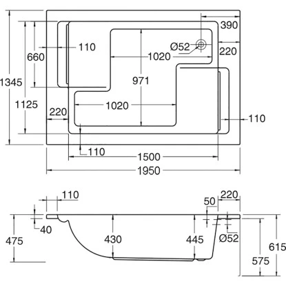 Ottofond Körperform-Badewanne Maharaja 195 Cm Weiß – Bild 3