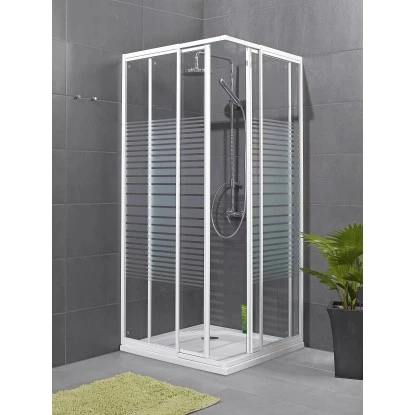 Schulte Eckdusche Sunny Mit Querstreifen 90 X 90 Cm 2-teilig Variabel Alu Natur