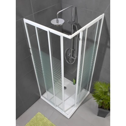 Schulte Eckdusche Sunny Mit Querstreifen 90 X 90 Cm 2-teilig Variabel Alu Natur â Bild 3