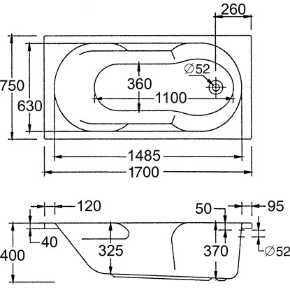 Ottofond Badewanne Nixe 170 Cm Inkl. Wannenträger Und Ablaufgarnitur Chrom Weiß – Bild 5