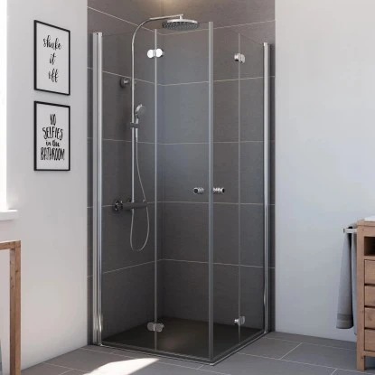 Breuer Eckeinstieg DrehfalttĂŒrElana Komfort Chrom Klarglas 80 X 80 Cm