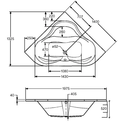 Eck-Badewanne Lucia 140 Cm Weiß – Bild 3