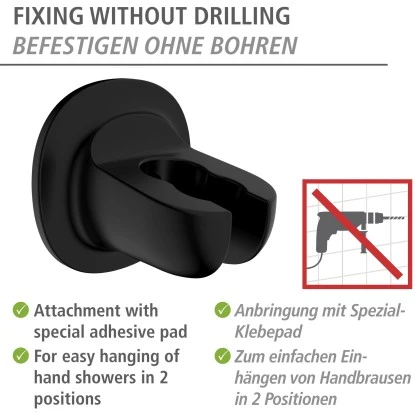 Wenko Duschkopfhalter LibertĂ Schwarz Befestigen Ohne Bohren â Bild 2