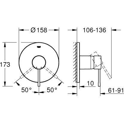 Grohe Einhand-Brausebatterie Essence Cool Sunrise Für Unterputz – Bild 2