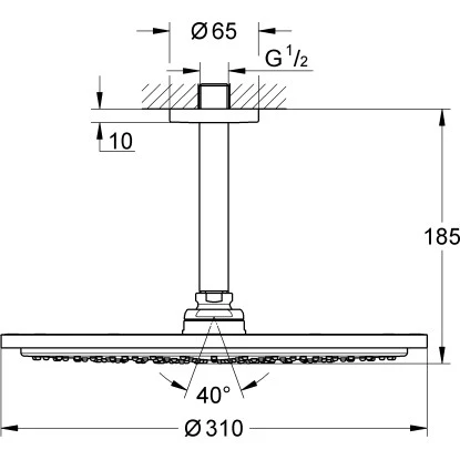 Grohe Kopfbrause-Set Mit Deckenauslass Rainshower Cosmopolitan 310 Warm Sunset – Bild 2
