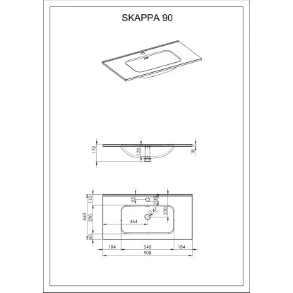 Maximus Waschbecken Skappa 90 Cm Keramik – Bild 2
