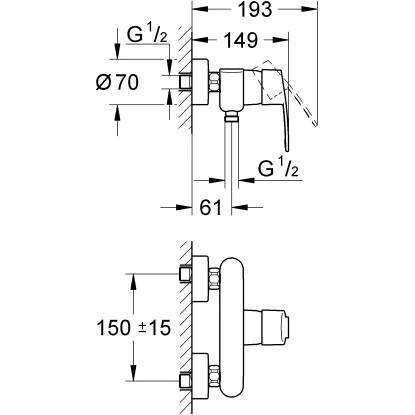 Grohe Eurostyle C Einhand-Brausebatterie DN 15 Aufputz â Bild 3