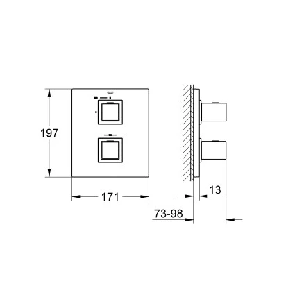 Grohe Thermostat Brausearmatur Grohtherm Cube Chrom â Bild 2