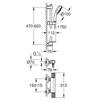Grohe QuickFix Thermostat-Duschset Precision Feel DN 15 â Bild 6