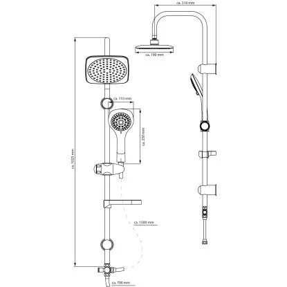 Eisl Überkopfbrause-Set Duschtraum Mit Ablage Chrom-Schwarz – Bild 2